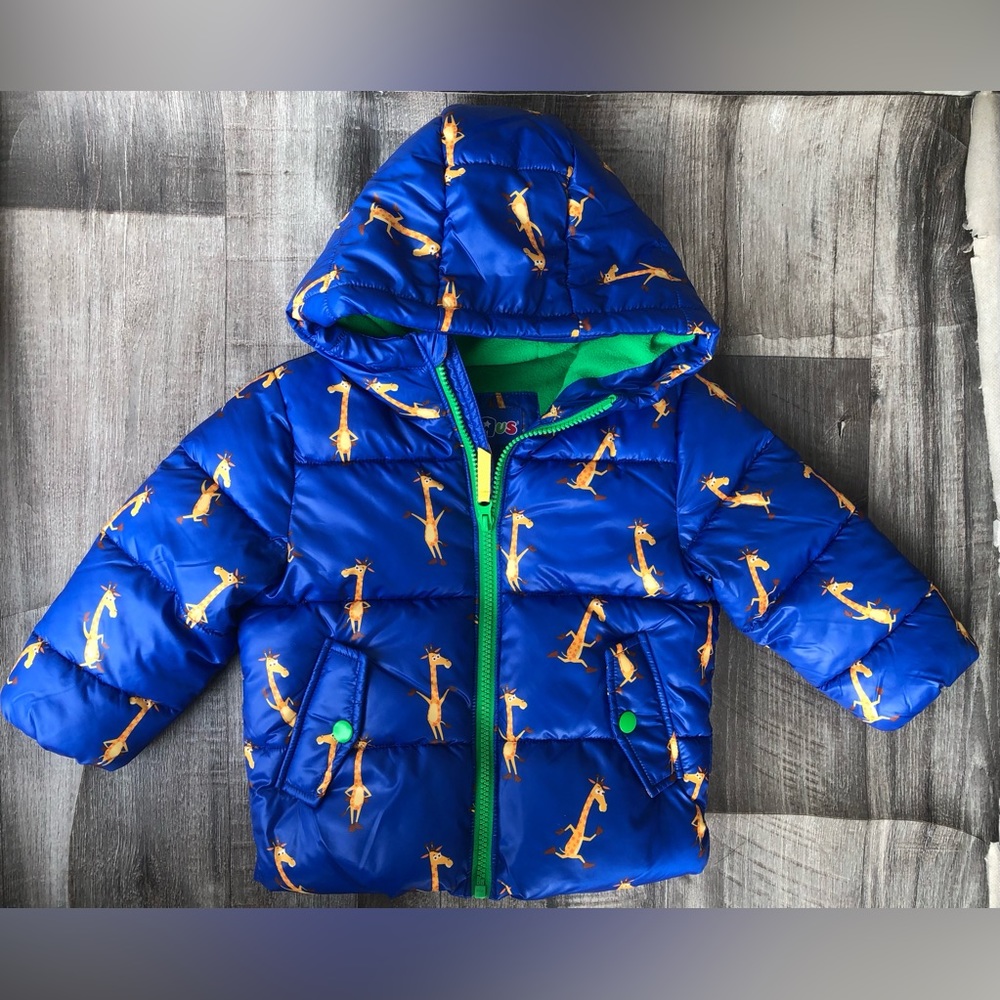 New TOYS R US Heavy Weight Giraffe Puffer Coat Blue

Sizes available 
2T
3T
